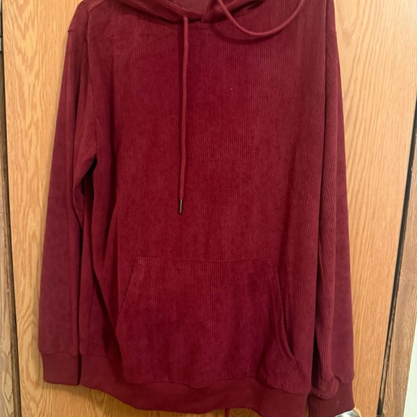 Coofandy Men's Burgundy Corduroy LS Pullover Hoodie with matching pants size S