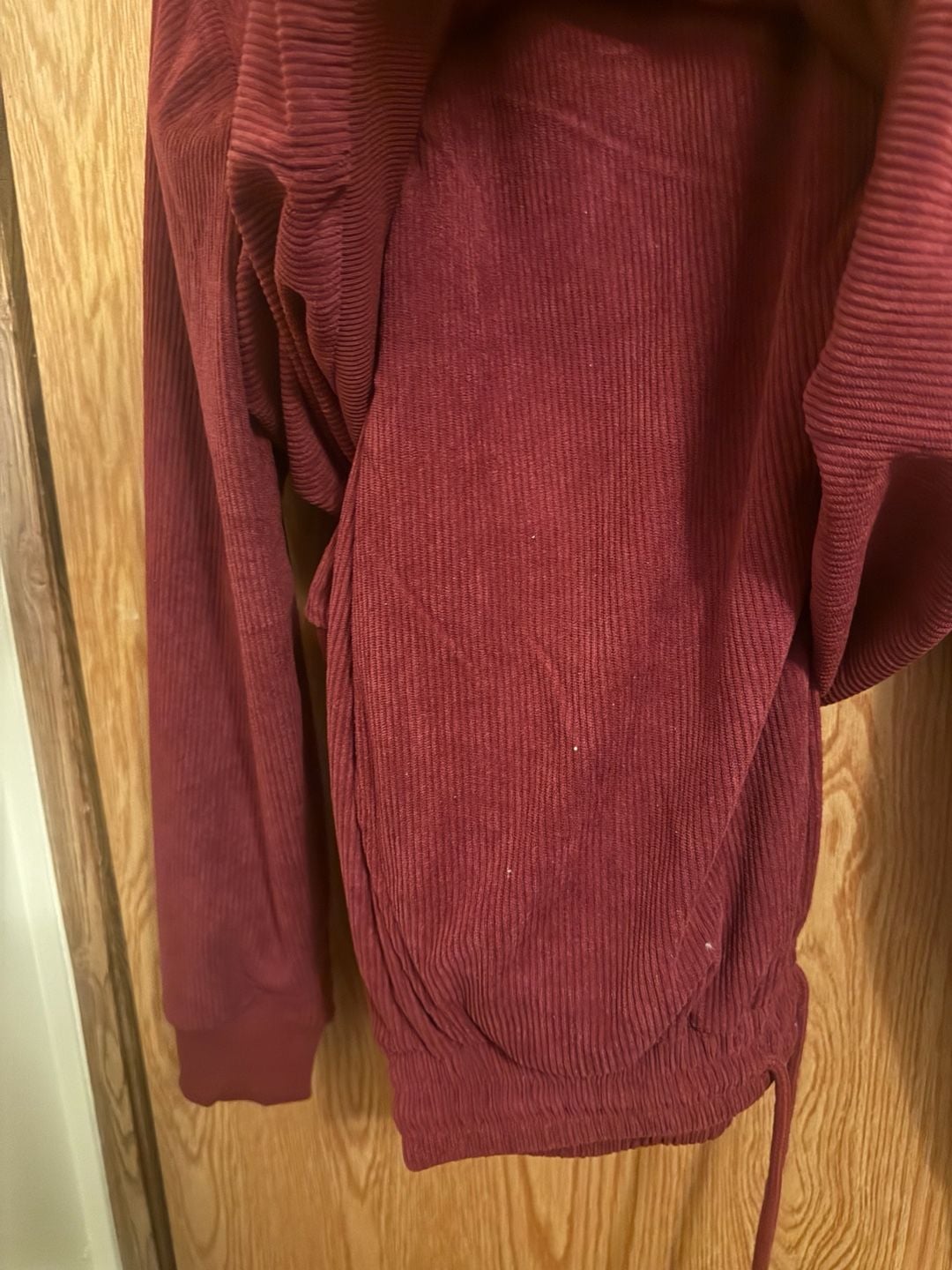 Coofandy Men's Burgundy Corduroy LS Pullover Hoodie with matching pants size S 3