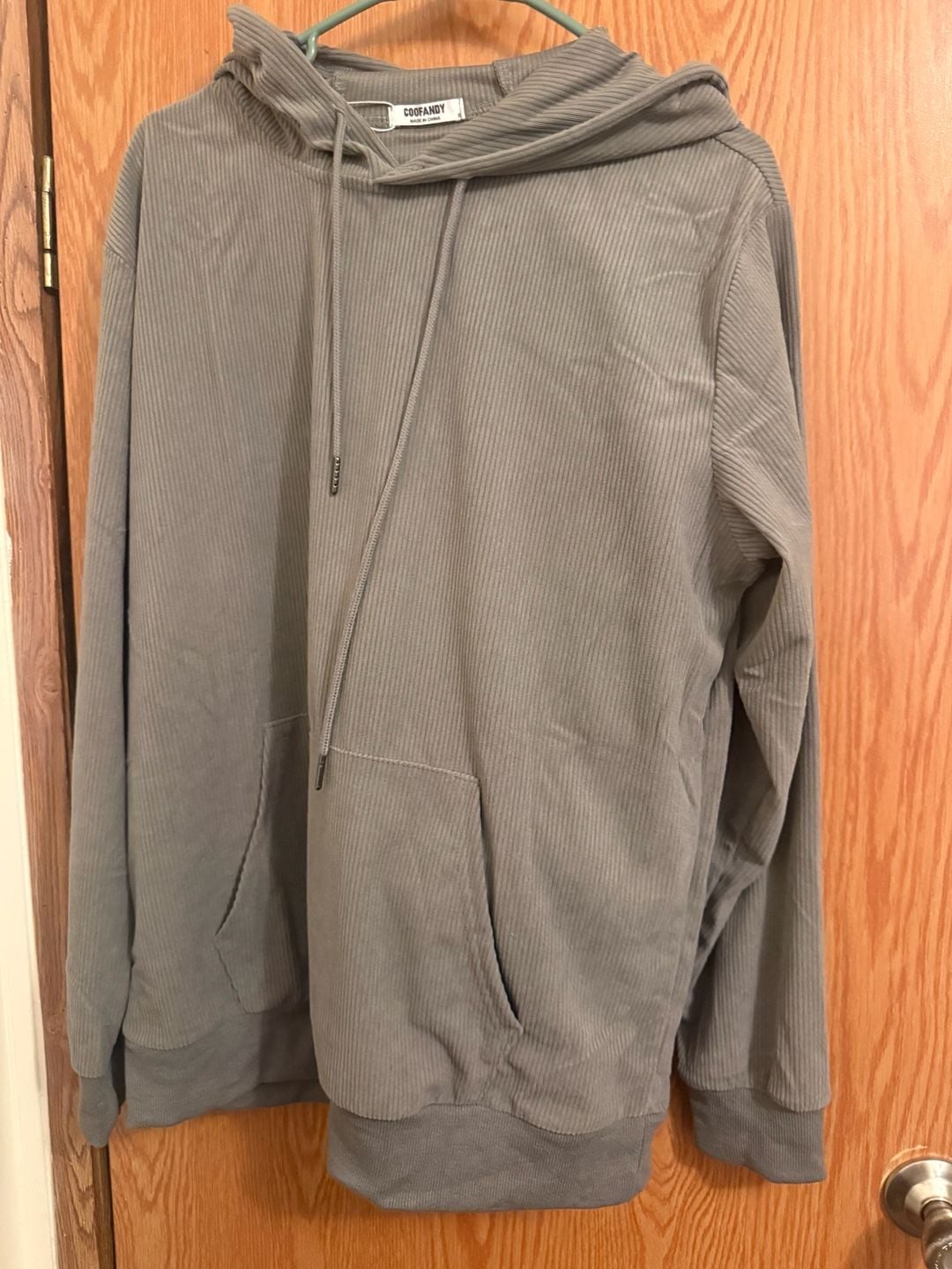 COOFANDY Men's Ribbed Texture Pullover Hoodie Sweatshirt and pants in Gray 1