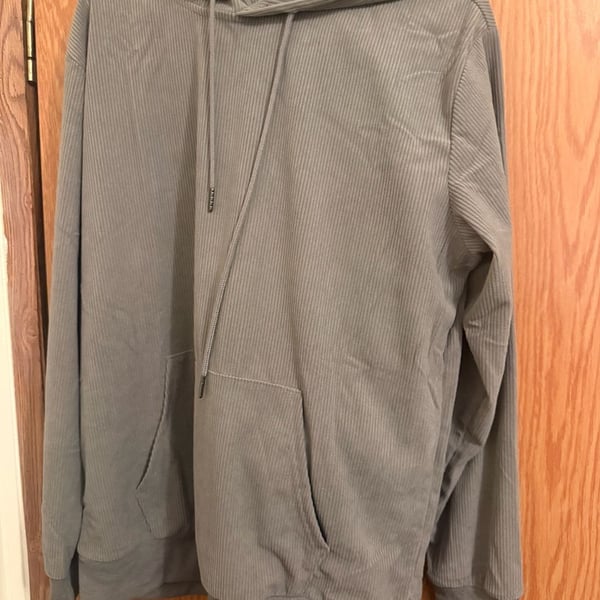 COOFANDY Men's Ribbed Texture Pullover Hoodie Sweatshirt and pants in Gray