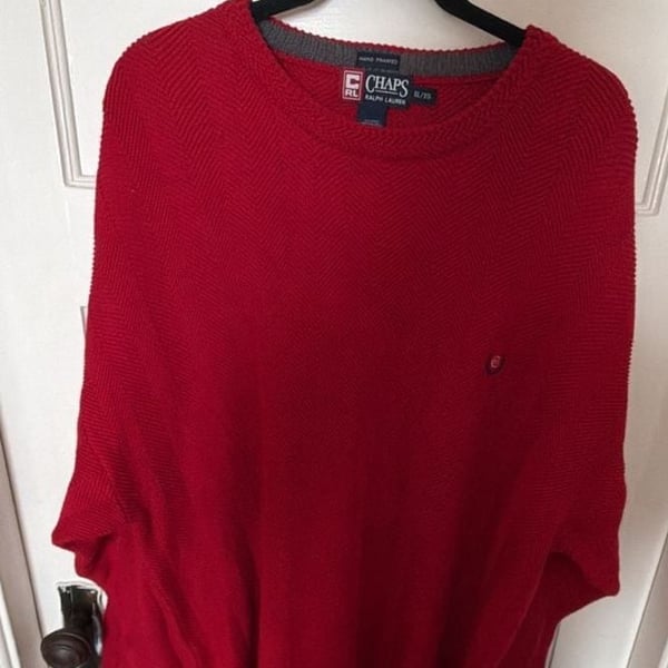 Chaps Ralph Lauren Vintage Hand Framed Herringbone Knit Crewneck Sweater