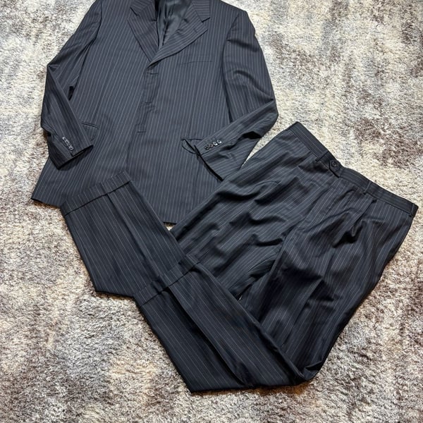 Corneliani Pinstripe Virgin Wool Suit and pants Made in Italy size 56R