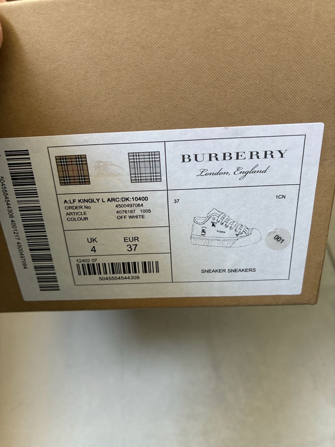 Burberry Kingly Off-White Canvas Low-Top Sneakers with Rainbow Logo 3