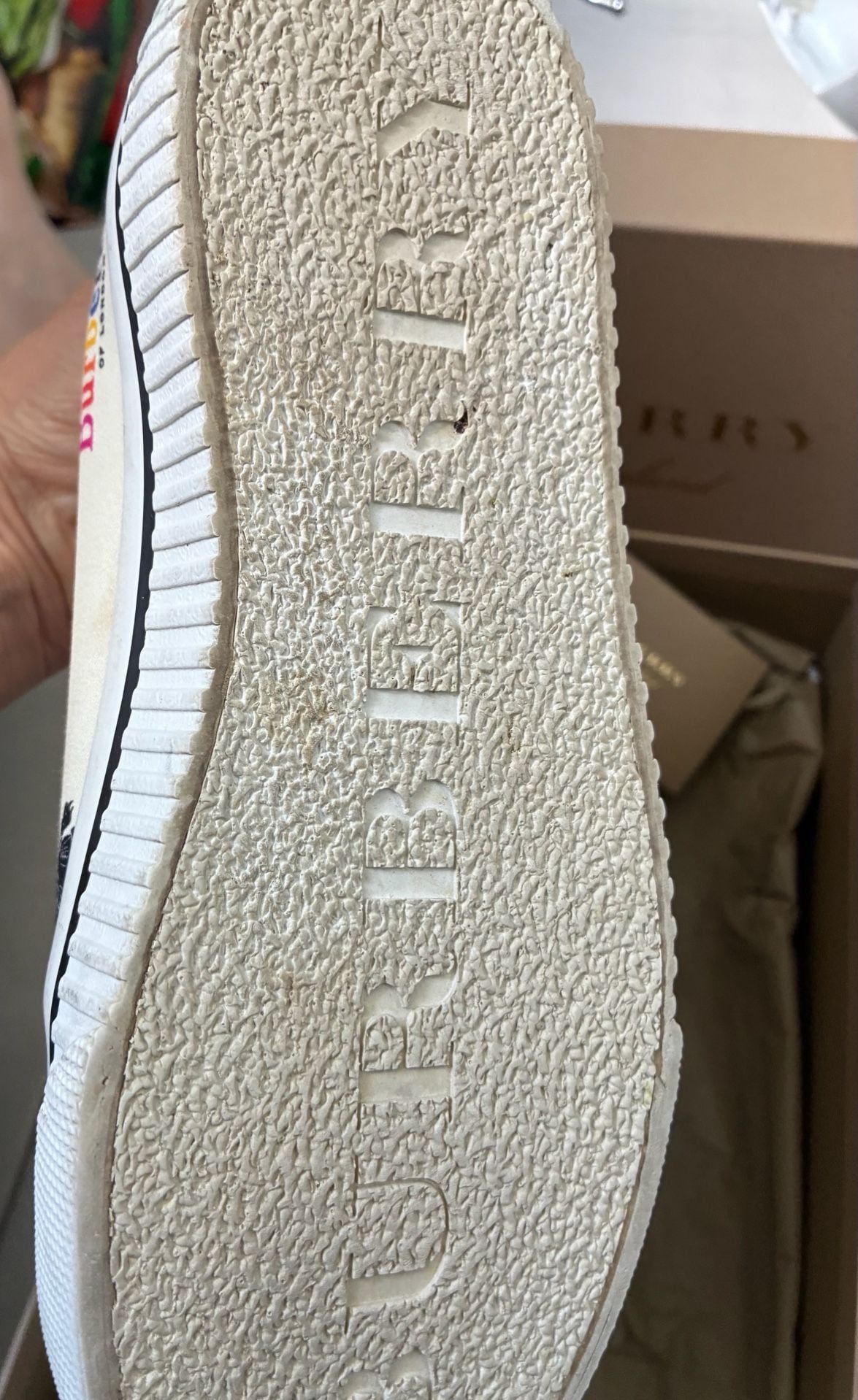 Burberry Kingly Off-White Canvas Low-Top Sneakers with Rainbow Logo 9