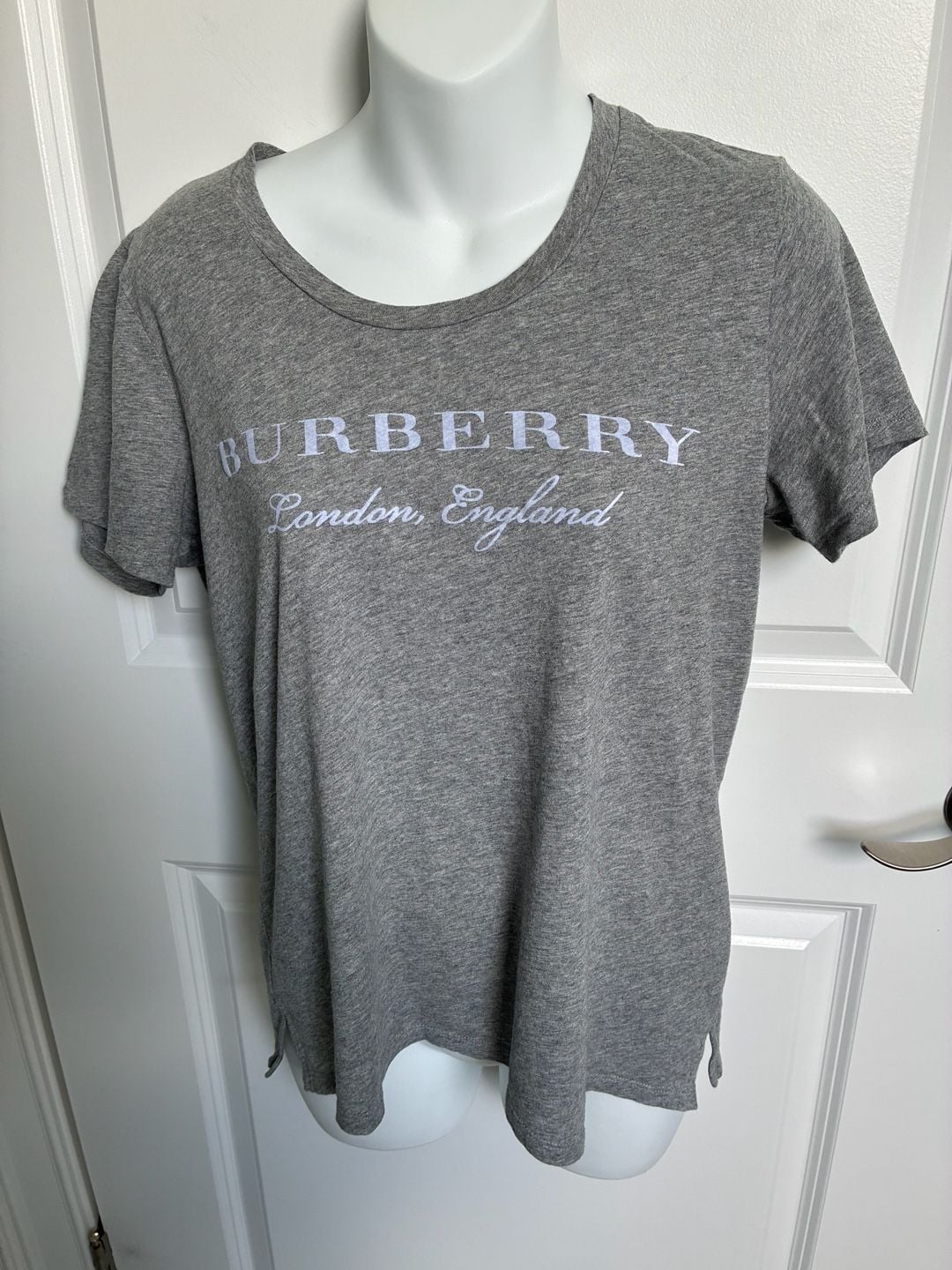 Burberry London England Gray Logo Print T-Shirt 2