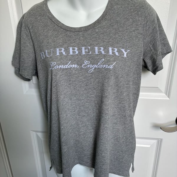 Burberry London England Gray Logo Print T-Shirt