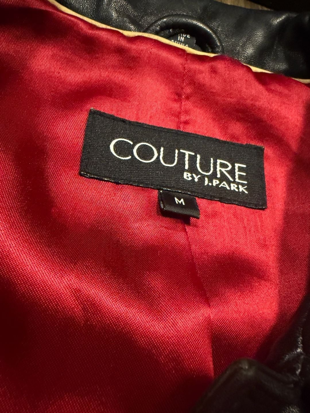 Couture J. Park black leather jacket w/ red lining 3