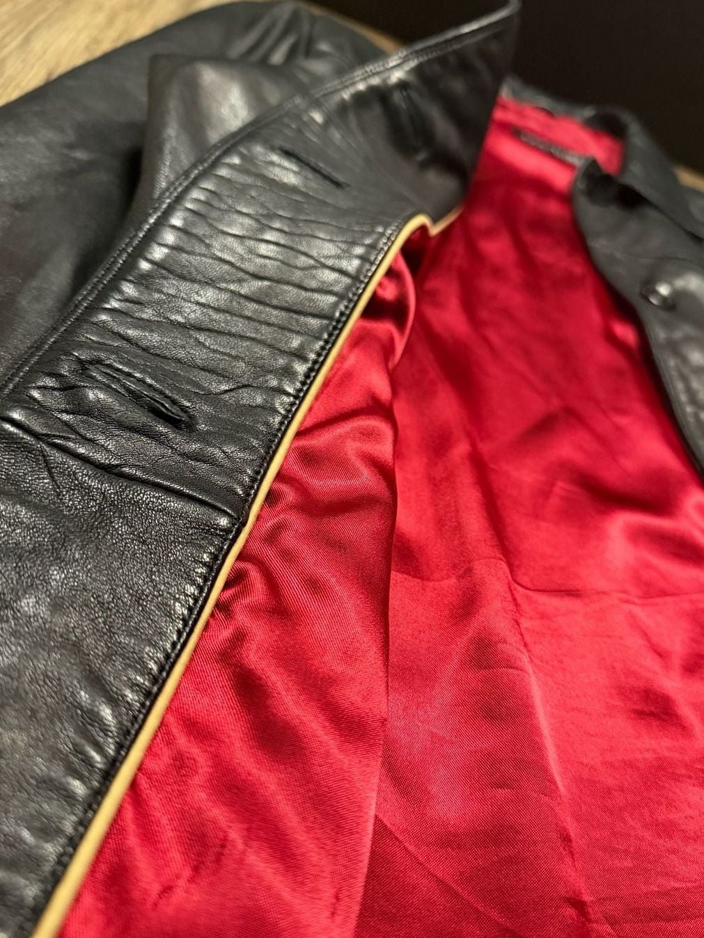 Couture J. Park black leather jacket w/ red lining 5