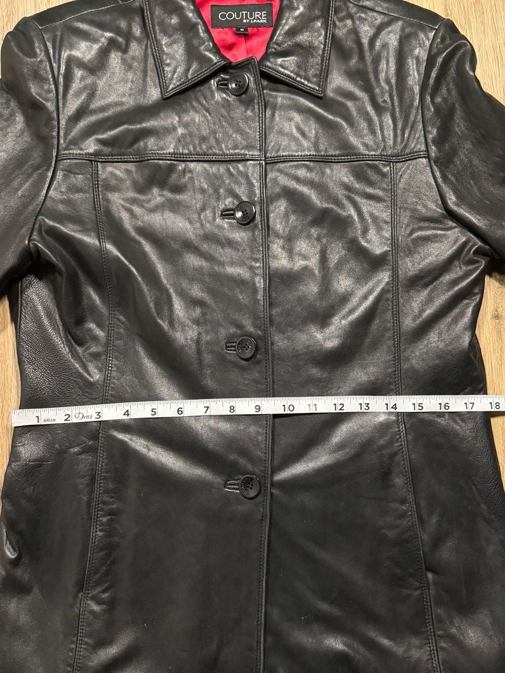 Couture J. Park black leather jacket w/ red lining 6