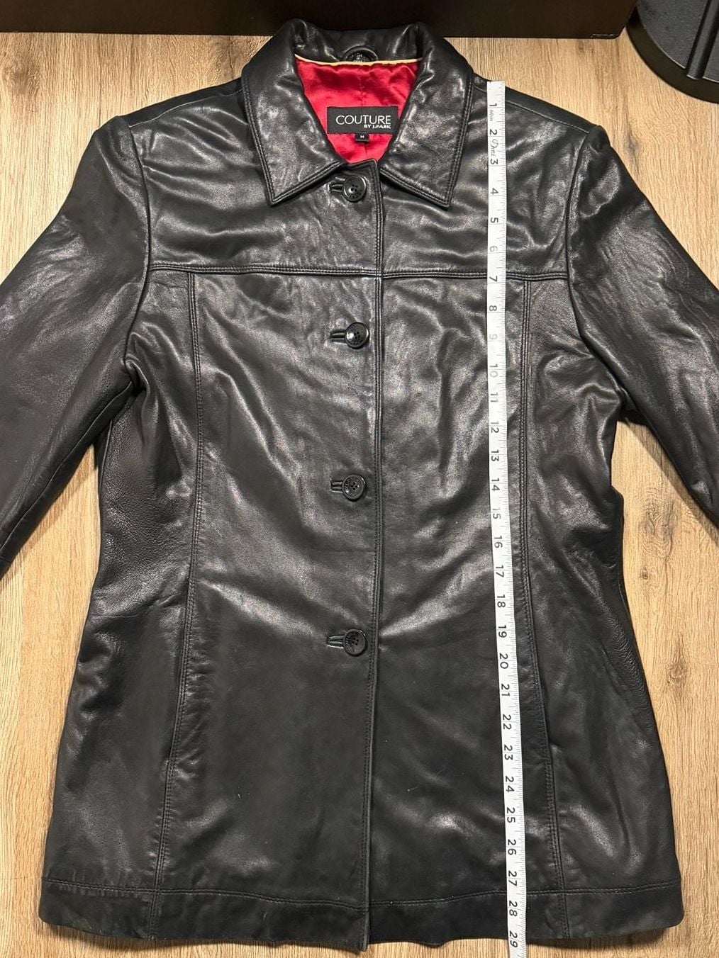 Couture J. Park black leather jacket w/ red lining 7