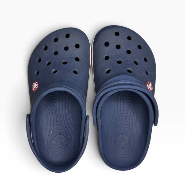 Crocs Kids Crocband Clog Navy Blue with Red and White Stripe Size J3