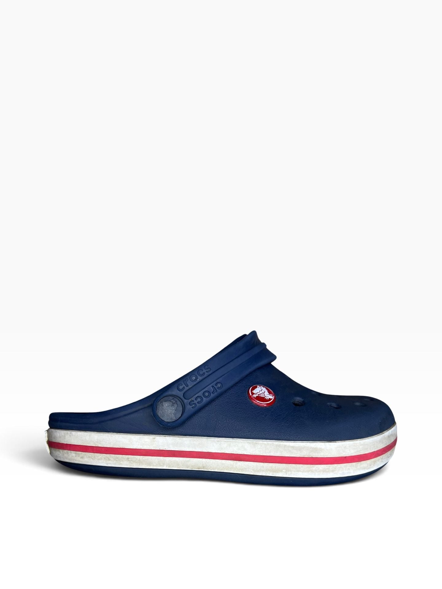 Crocs Kids Crocband Clog Navy Blue with Red and White Stripe Size J3 7