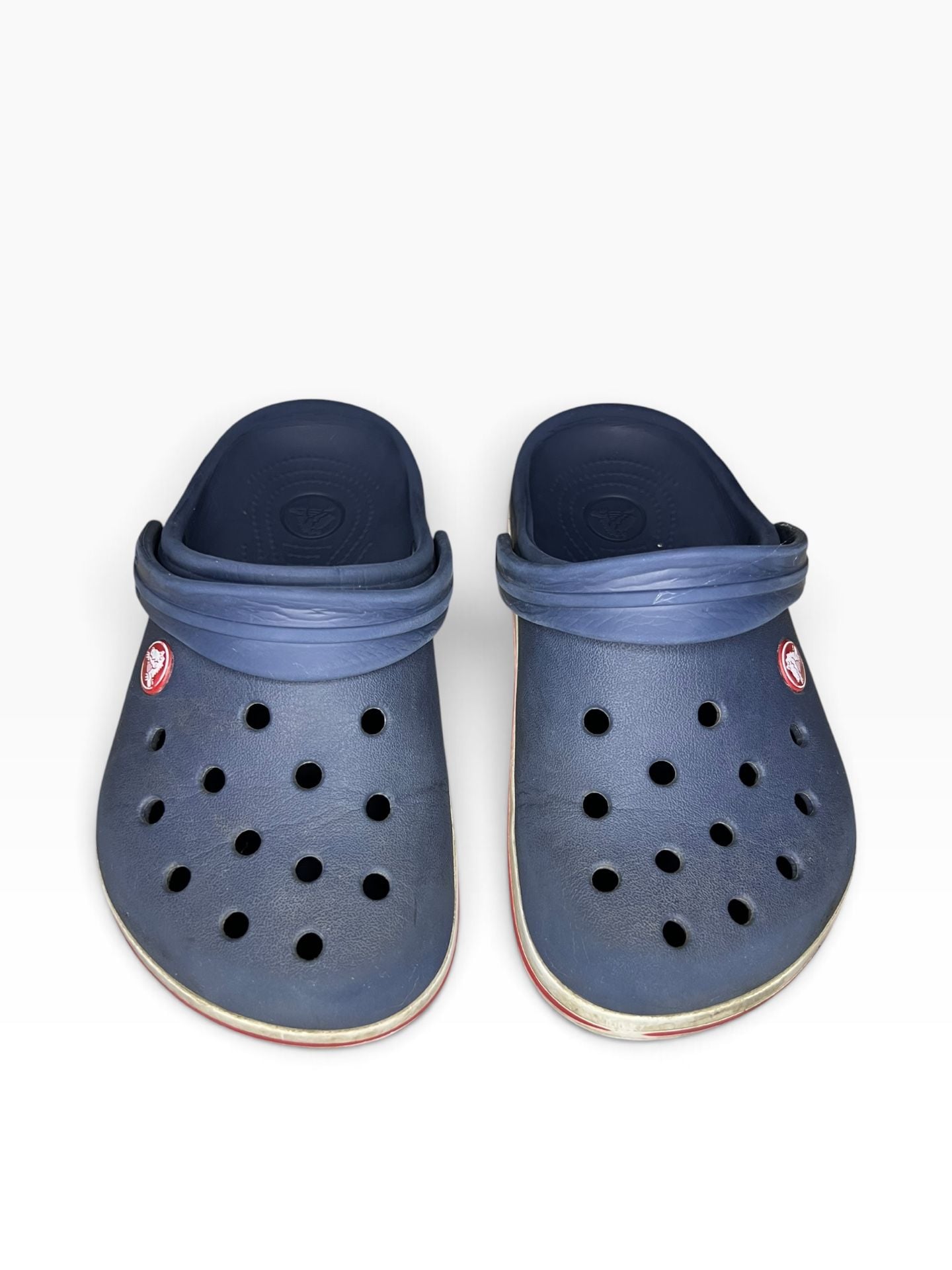 Crocs Kids Crocband Clog Navy Blue with Red and White Stripe Size J3 11