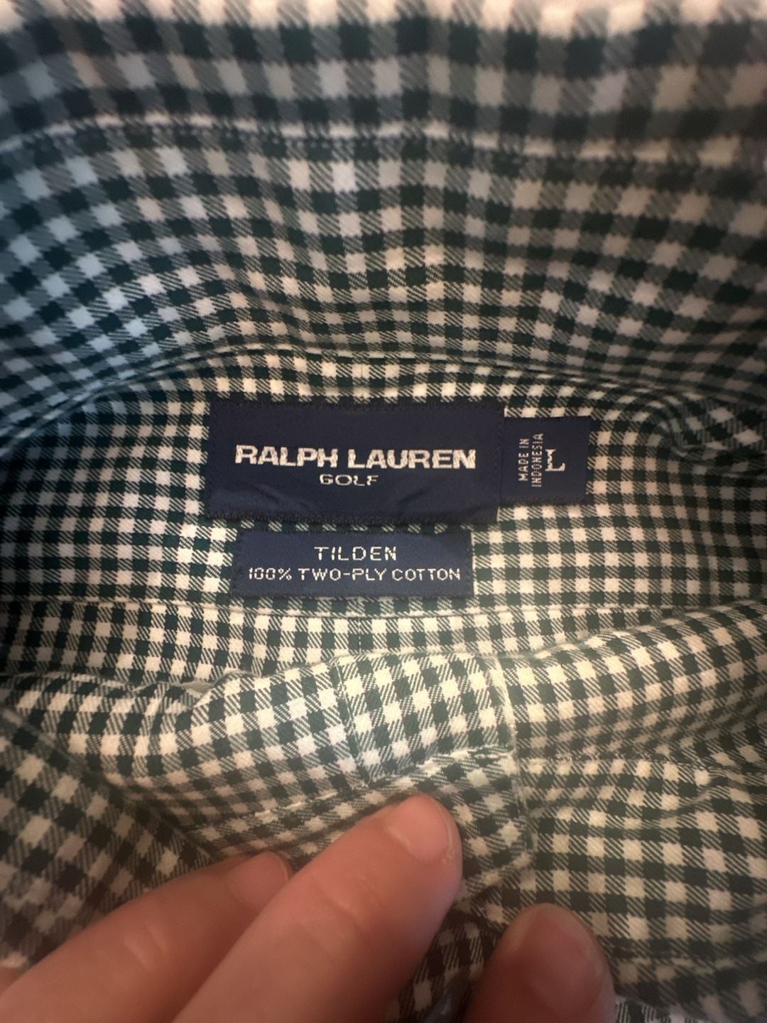Vintage 90s Ralph Lauren L Golf Tilden Two-Ply Cotton Gingham Button-Down Shirt 6