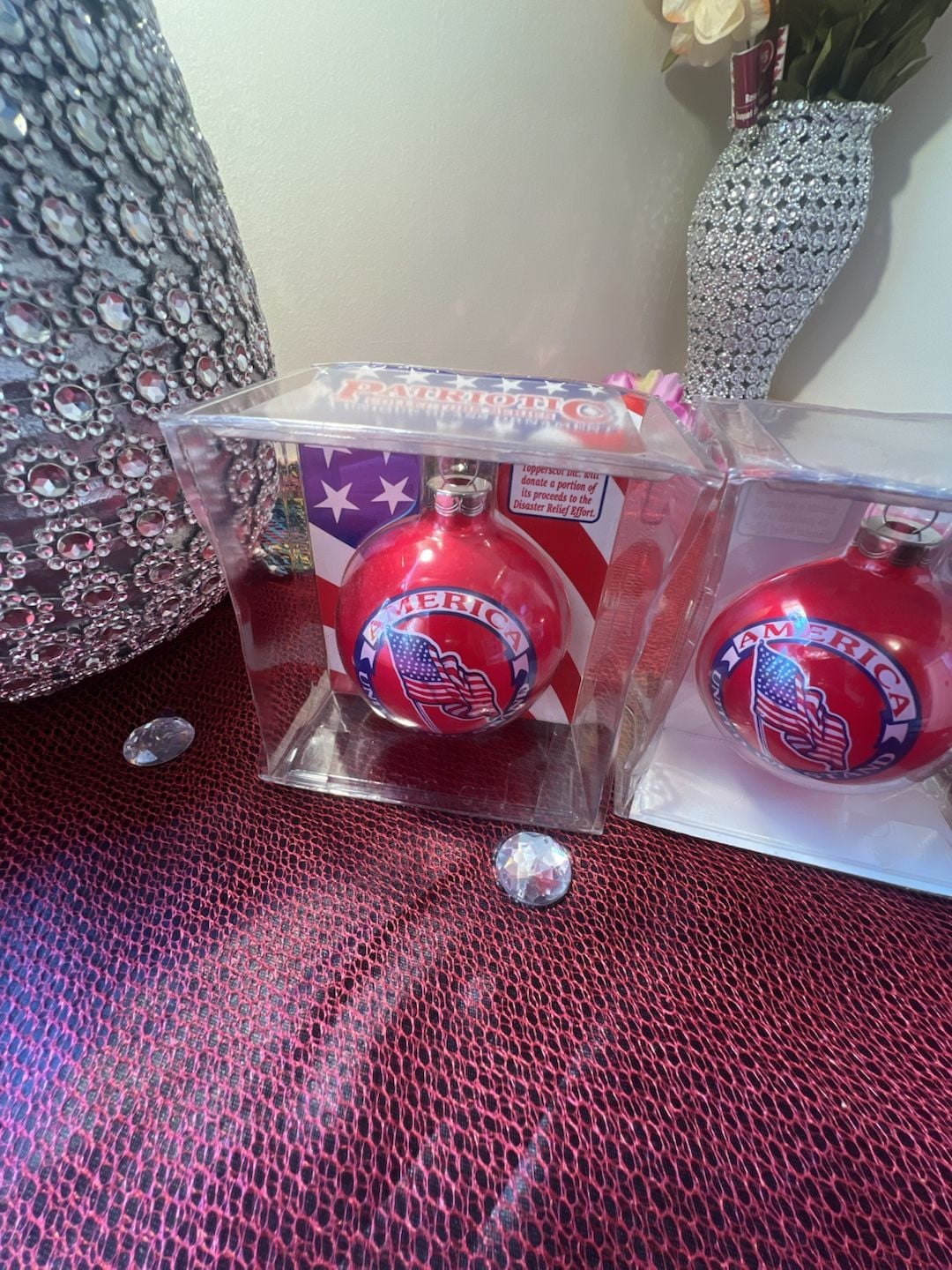 Topperscot Patriotic Collectors Series Glass Ornament Set of 3 1