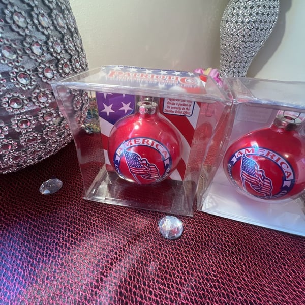 Topperscot Patriotic Collectors Series Glass Ornament Set of 3