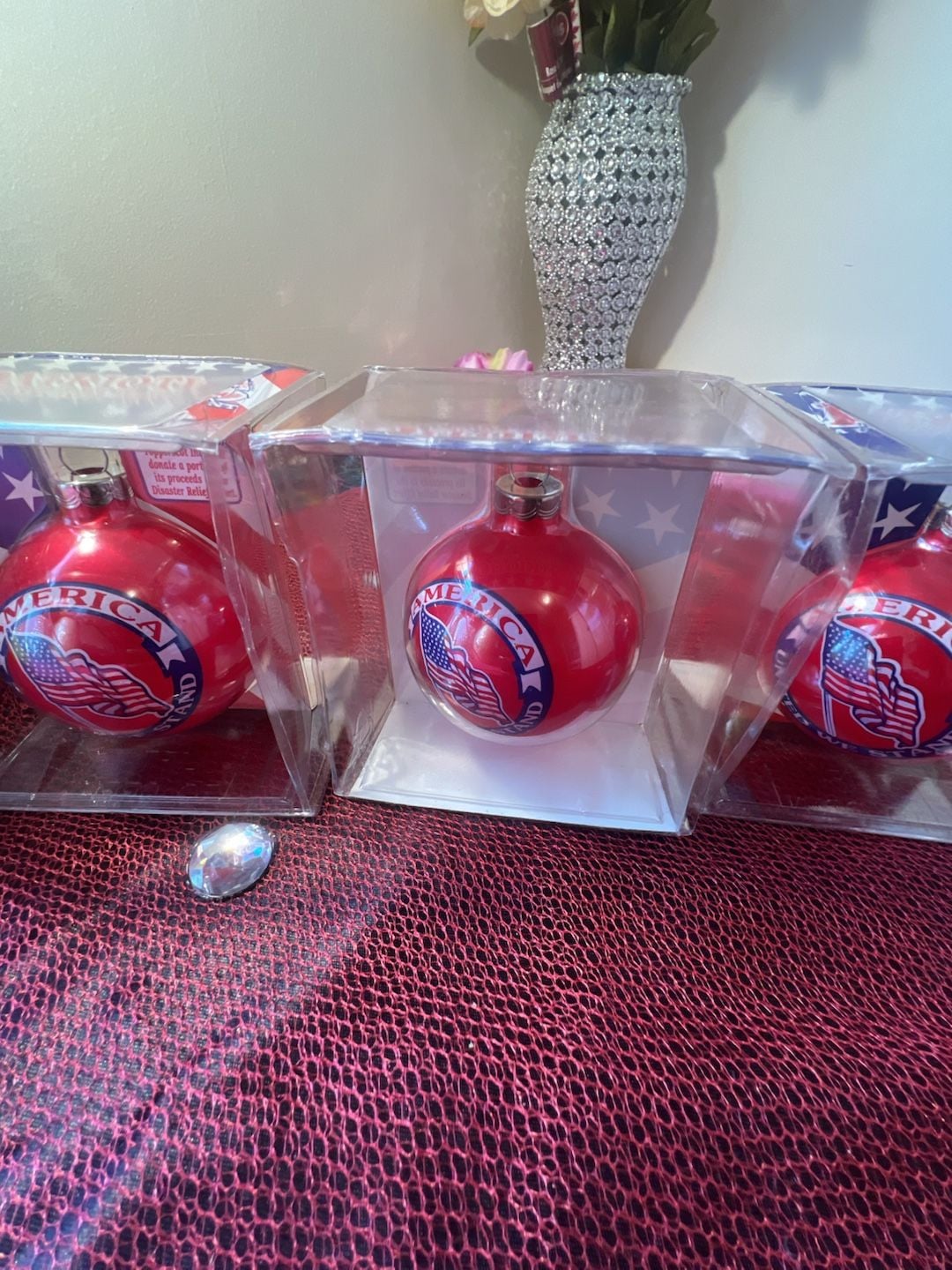 Topperscot Patriotic Collectors Series Glass Ornament Set of 3 2