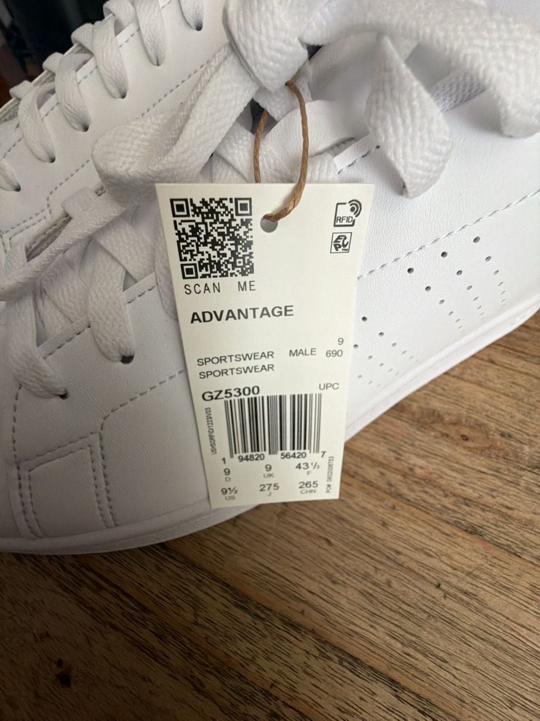 Adidas Advantage Men's Athletic Sneakers in White/Green (GZ5300) 4