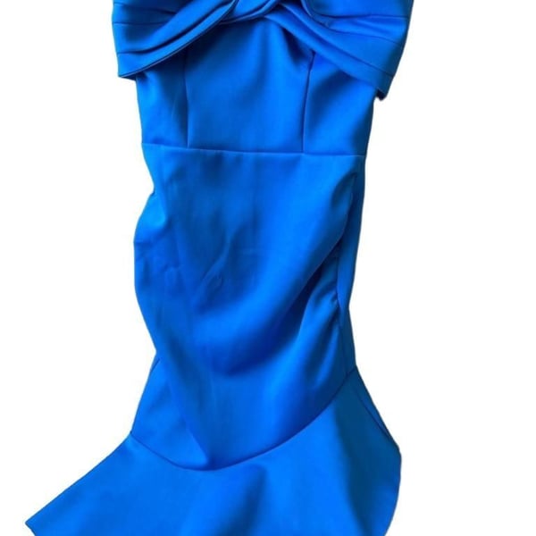 ASOS Strapless Bow-Front Mermaid Midi Dress in Cobalt Blue