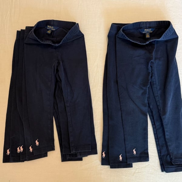 Polo Ralph Lauren Girls Navy French Terry Leggings with Pink Pony Logo (Lot of 10, Sizes 3T & 4T)