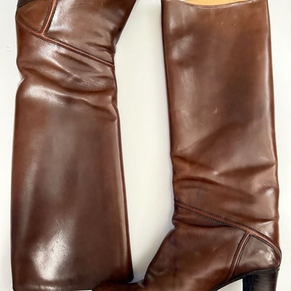 Caster Vintage Brown Leather Knee-High Boots