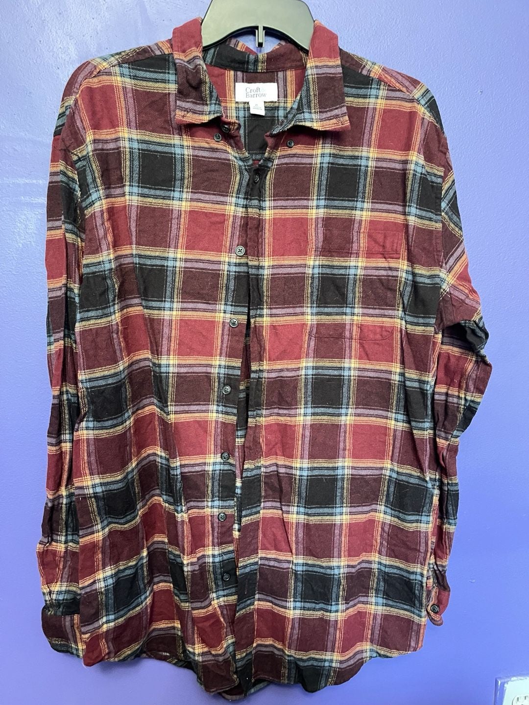 Croft & Barrow Men's Long Sleeve Flannel Plaid Button Down Shirt Size XL 2