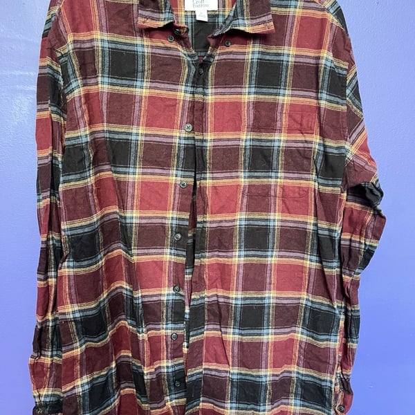 Croft & Barrow Men's Long Sleeve Flannel Plaid Button Down Shirt Size XL