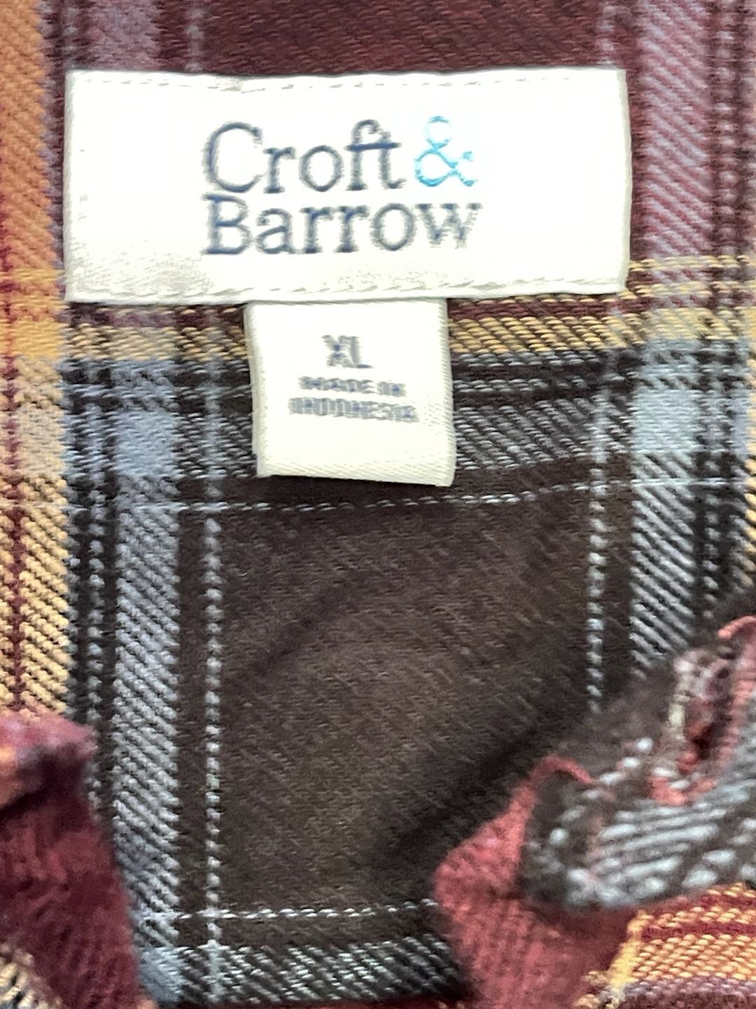 Croft & Barrow Men's Long Sleeve Flannel Plaid Button Down Shirt Size XL 3