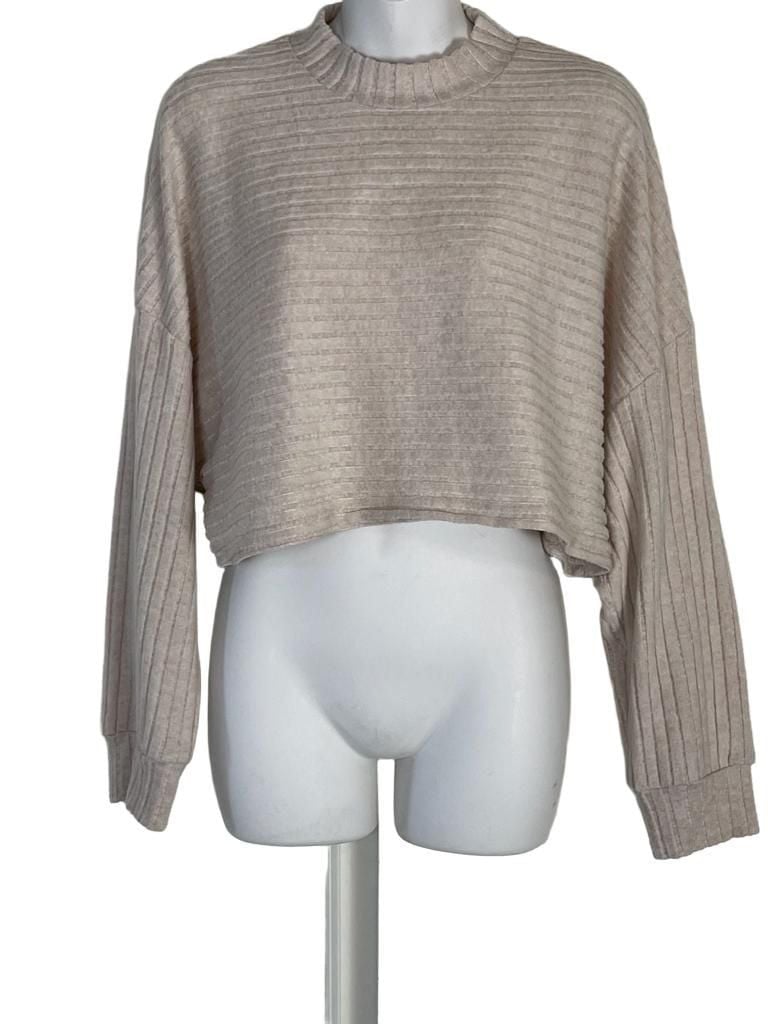 Hyfve Ribbed Mock Neck Cropped Long Sleeve Sweater 2