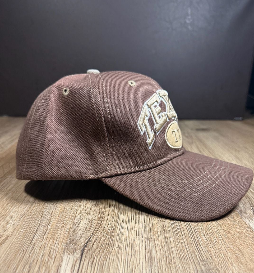 TX Embroidered Brown Baseball Cap w/ Hook & Loop Strap 5