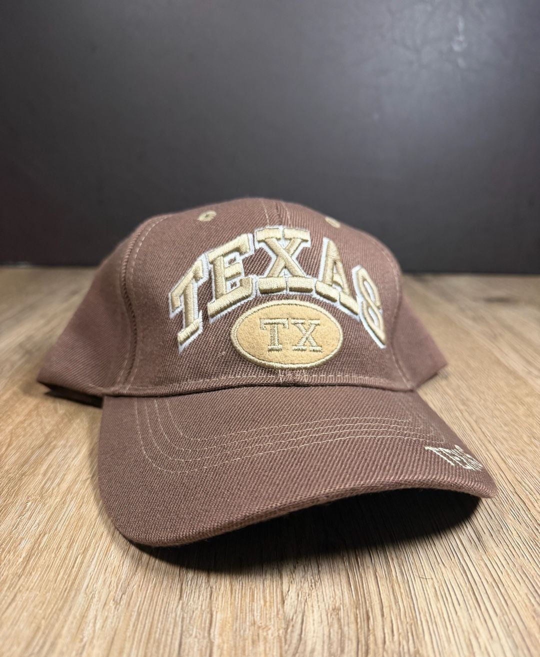 TX Embroidered Brown Baseball Cap w/ Hook & Loop Strap 7