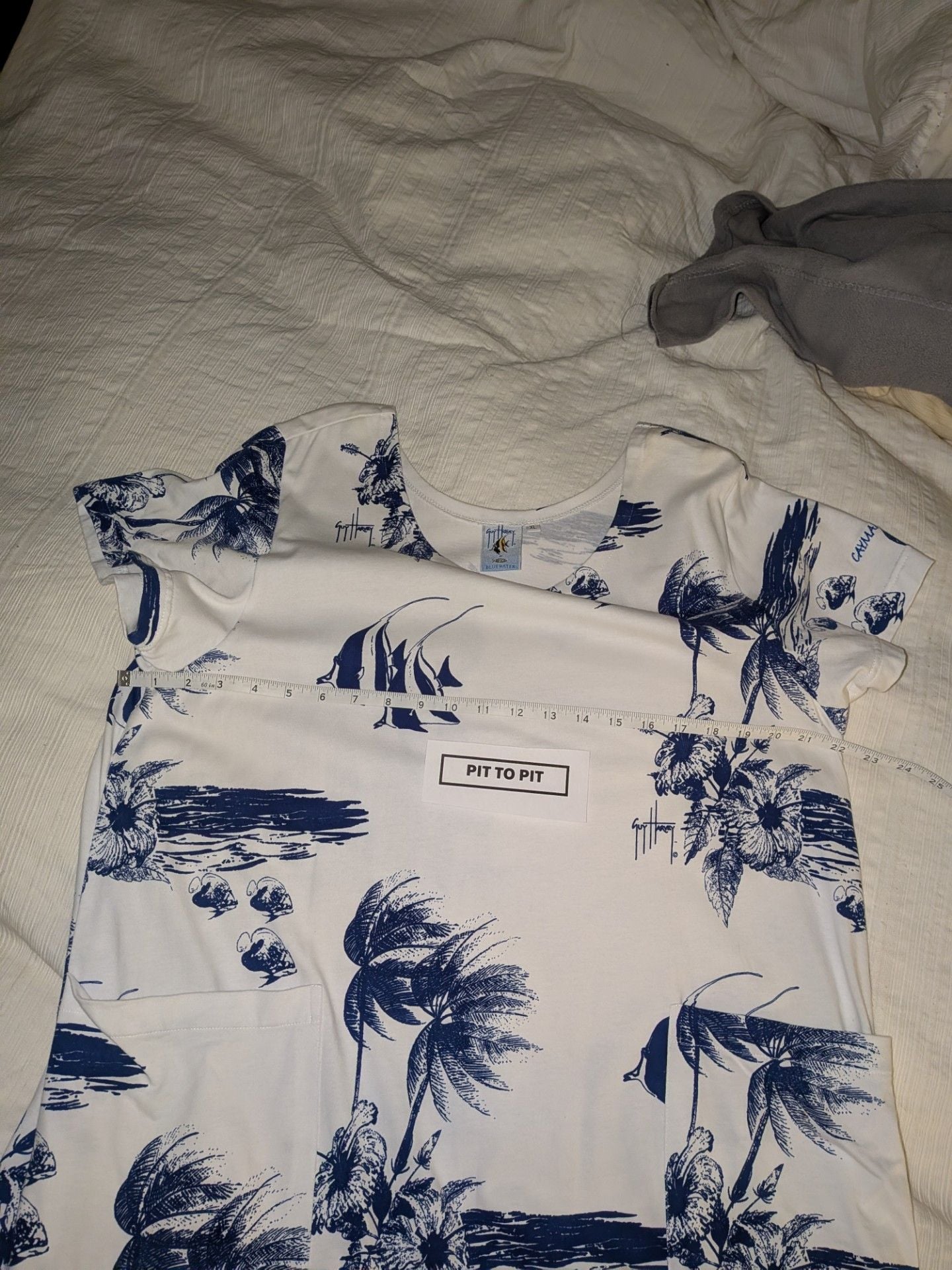 Guy Harvey by Aftco Bluewater Tropical Fish and Palm Tree Print Cotton Dress 5