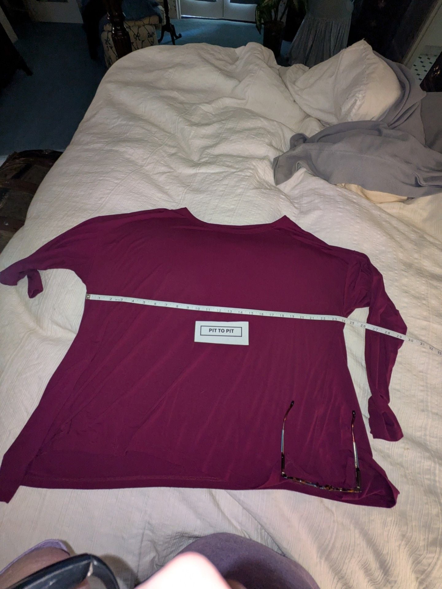 Eileen Fisher Women's Long Sleeve Scoop Neck Viscose Lycra Tunic Top Purple 5