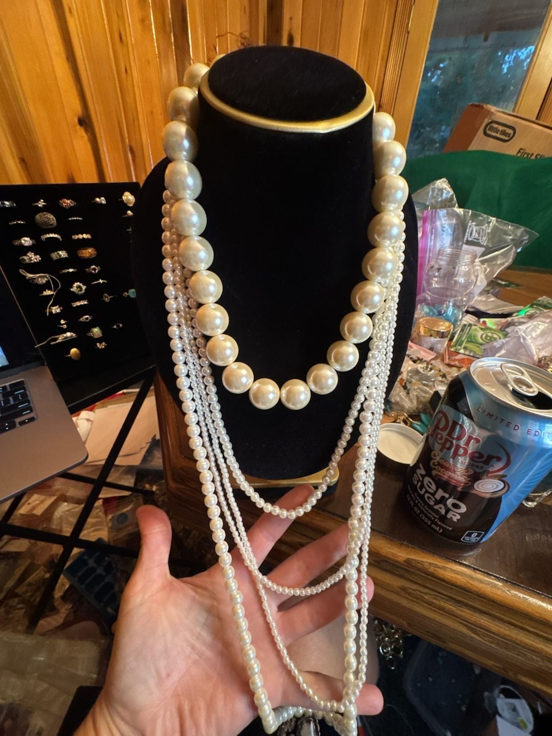 Multi-Strand Faux Pearl Graduated Statement Necklace with Lobster Clasp 2