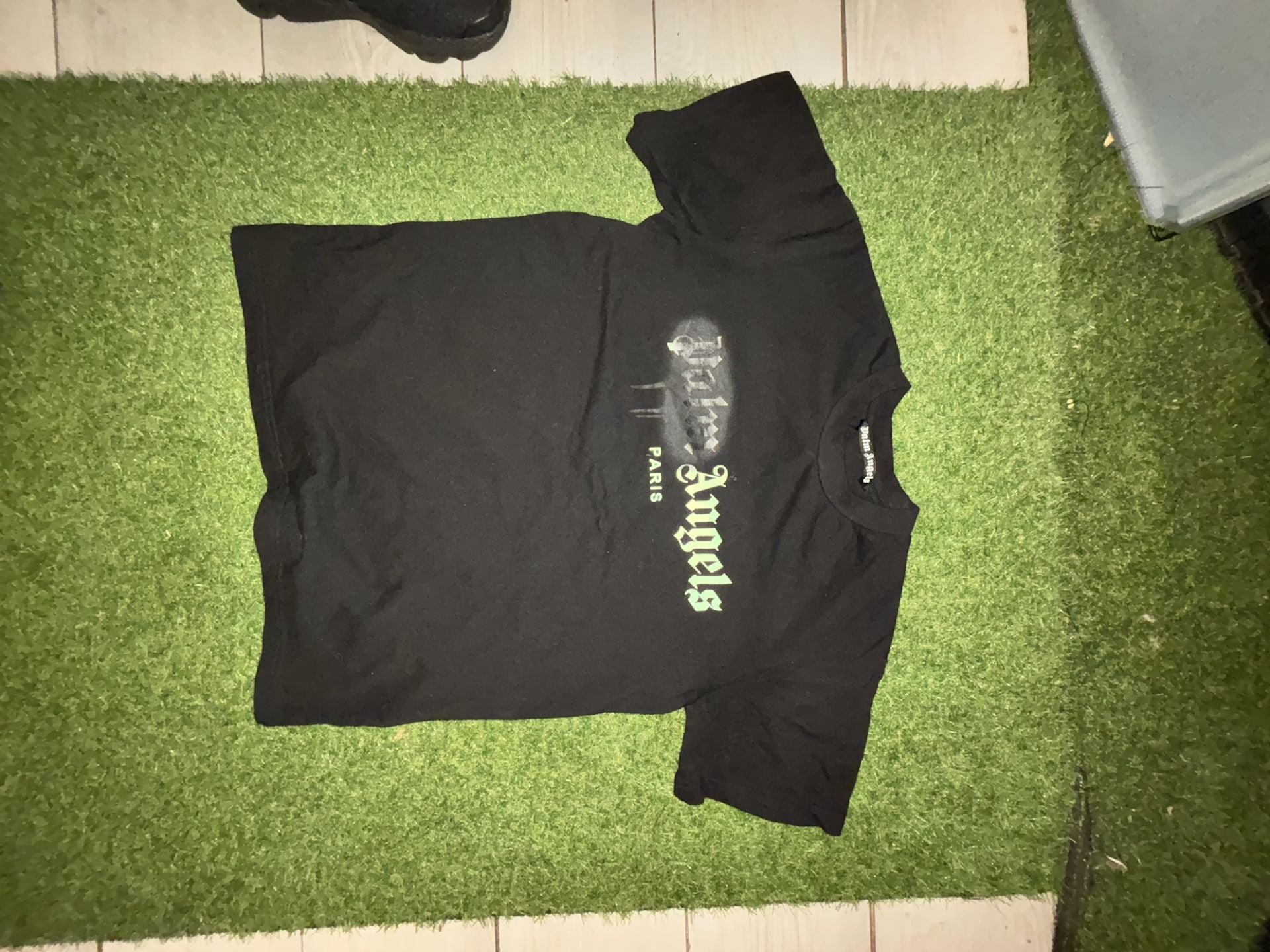 Palm Angels Paris Sprayed Logo Graphic T-Shirt in Black 2