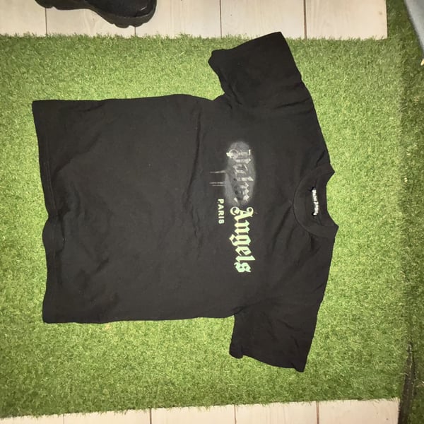 Palm Angels Paris Sprayed Logo Graphic T-Shirt in Black