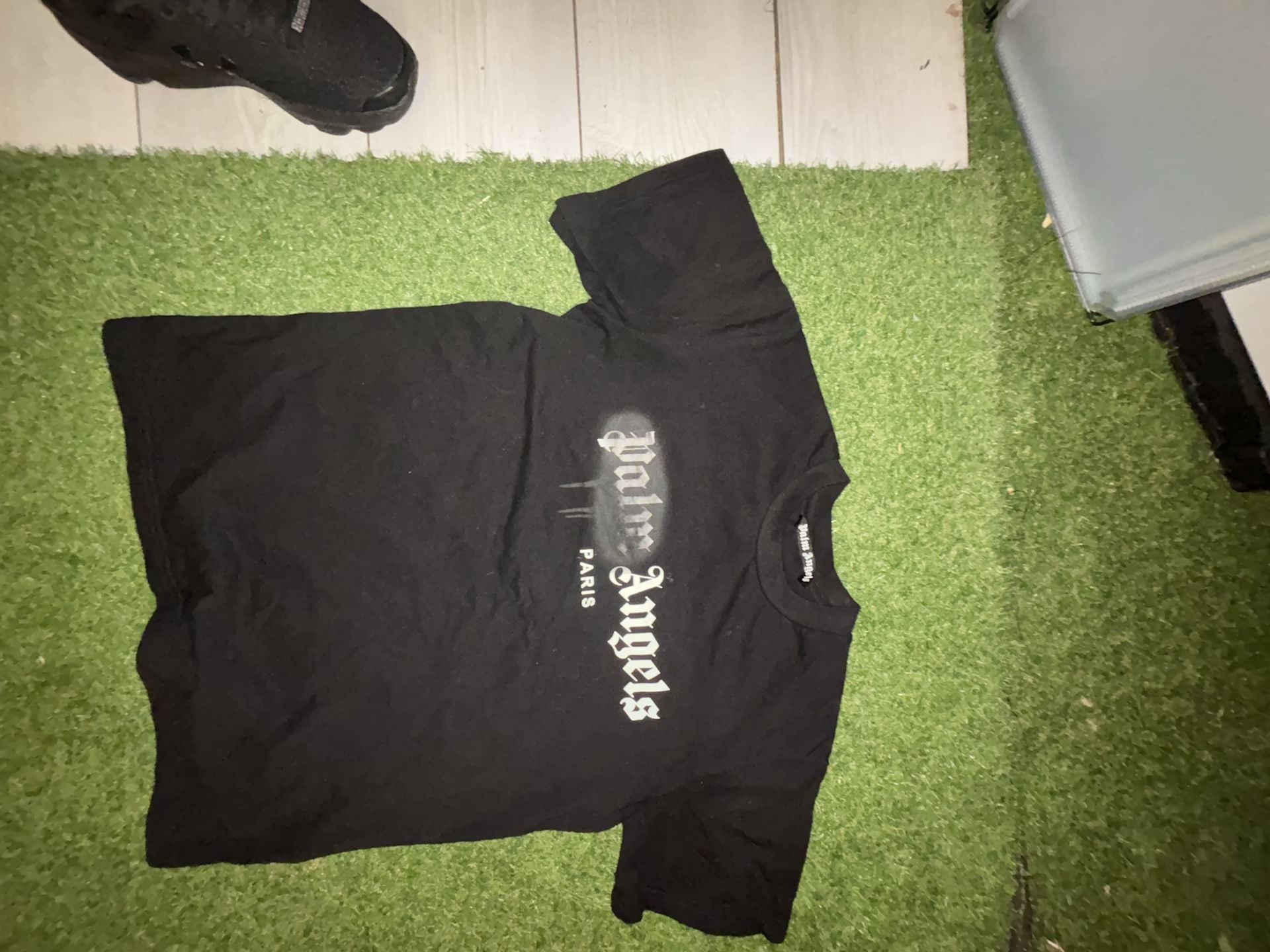 Palm Angels Paris Sprayed Logo Graphic T-Shirt in Black 3