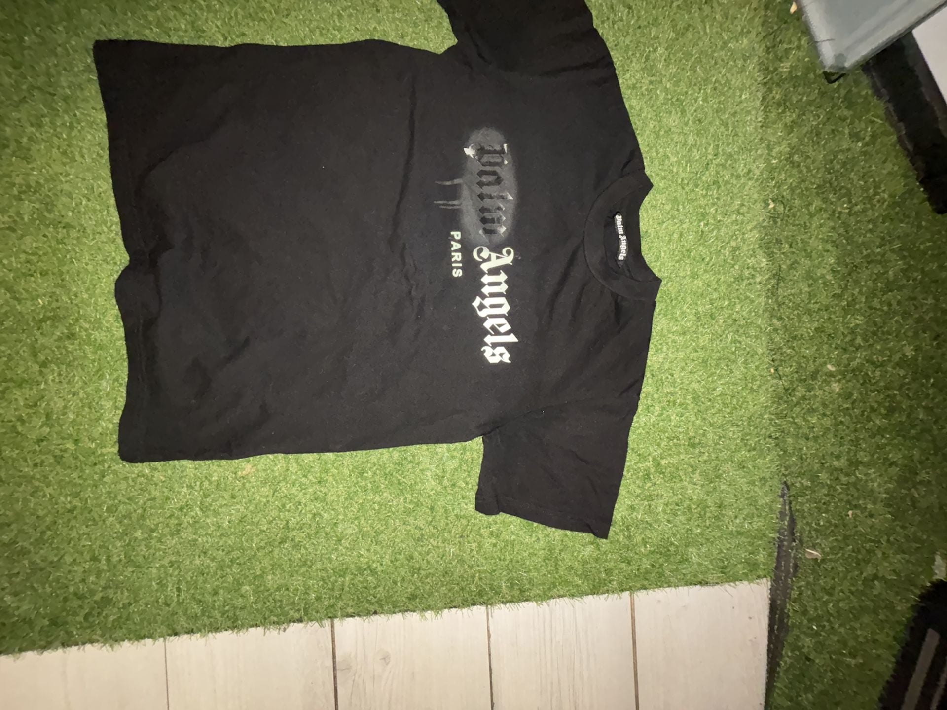 Palm Angels Paris Sprayed Logo Graphic T-Shirt in Black 4