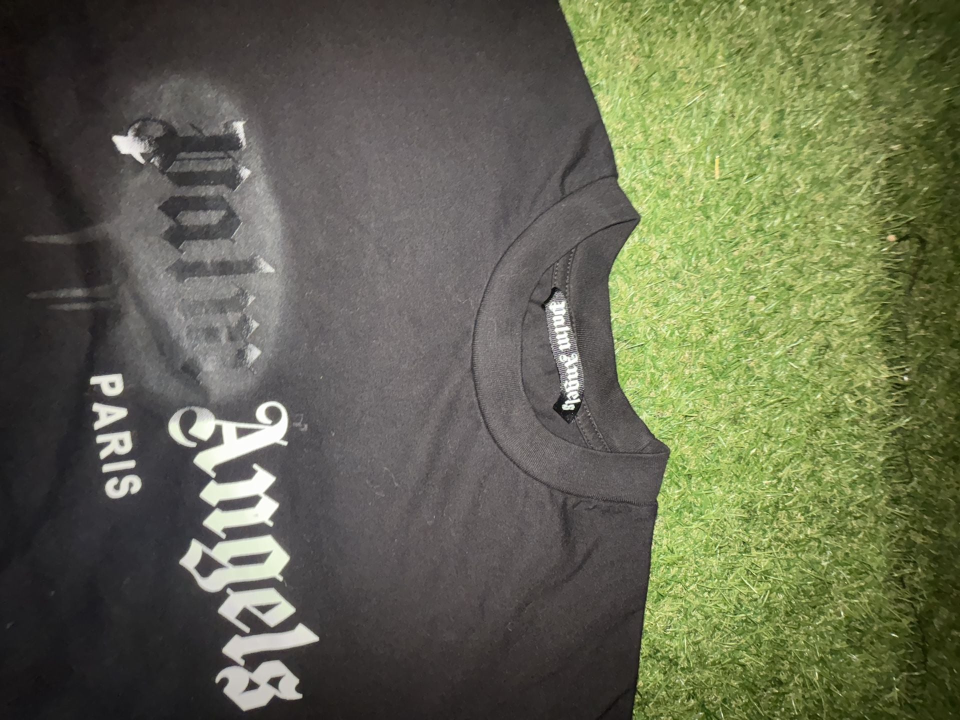 Palm Angels Paris Sprayed Logo Graphic T-Shirt in Black 5