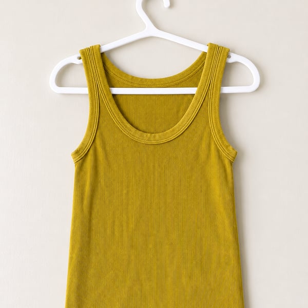 Nikibiki Ribbed Seamless Tank Top Mustard Yellow One Size Made in USA
