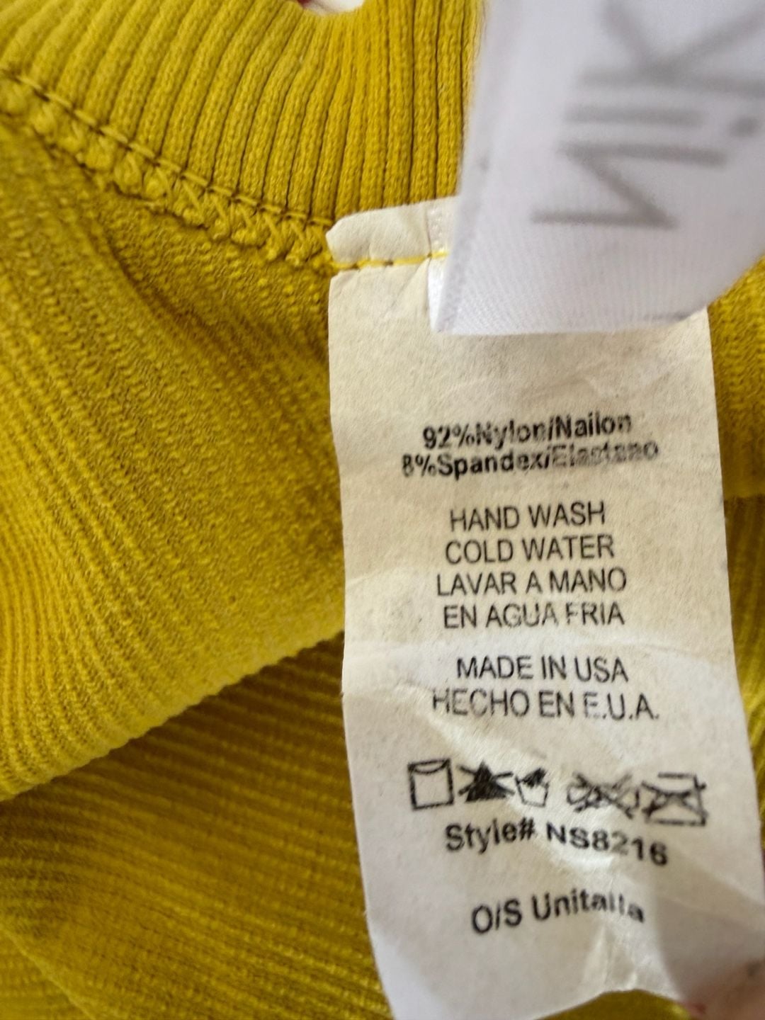 Nikibiki Ribbed Seamless Tank Top Mustard Yellow One Size Made in USA
7