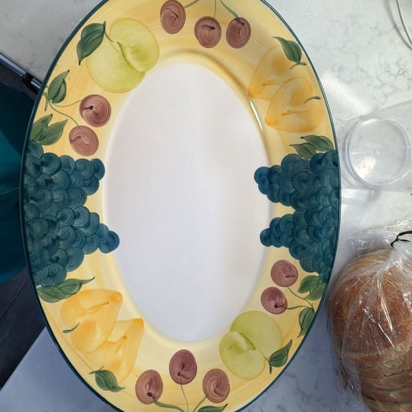 Vintage Santos Hand Painted Portugal Serving Platter 19" Plate Fruit