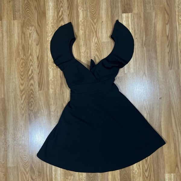 Altar'd State Black Sleeveless Ruffle Cut-Out Mini Dress