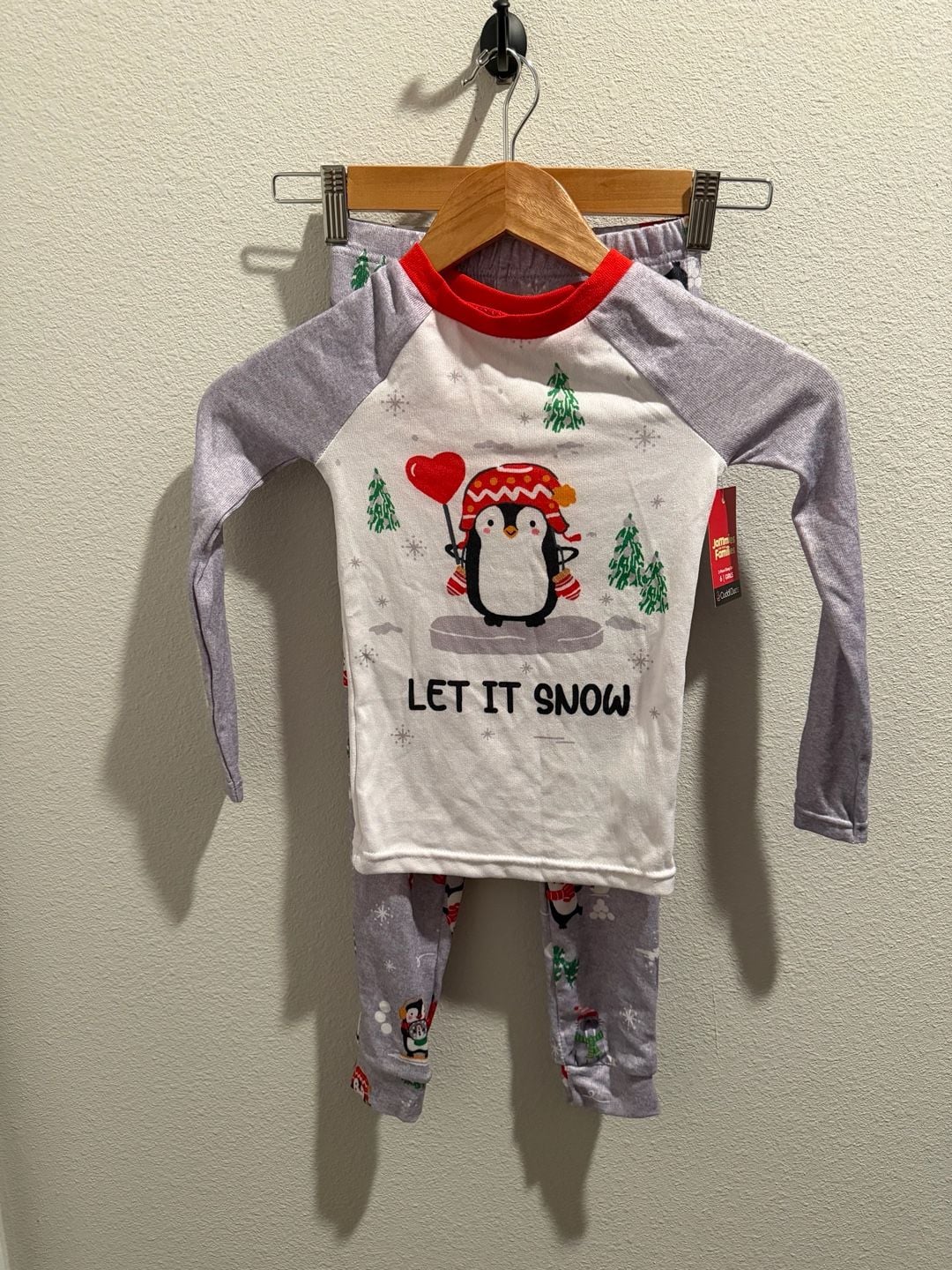 Cuddl Duds Jammies For Your Families Girls Let It Snow Penguin 2-Piece Pajama Sleep Set Size 6 1
