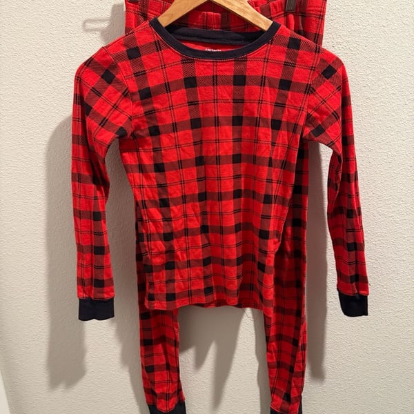 Carter's Kids Red and Black Buffalo Plaid Long Sleeve Pajama Set Size 14
