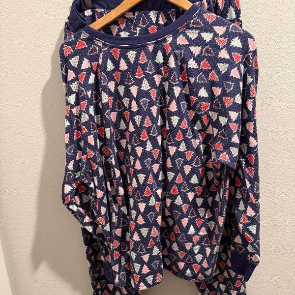 Cuddl Duds Women's Long Sleeve Christmas Tree Print Pajama Top with Chest Pocket