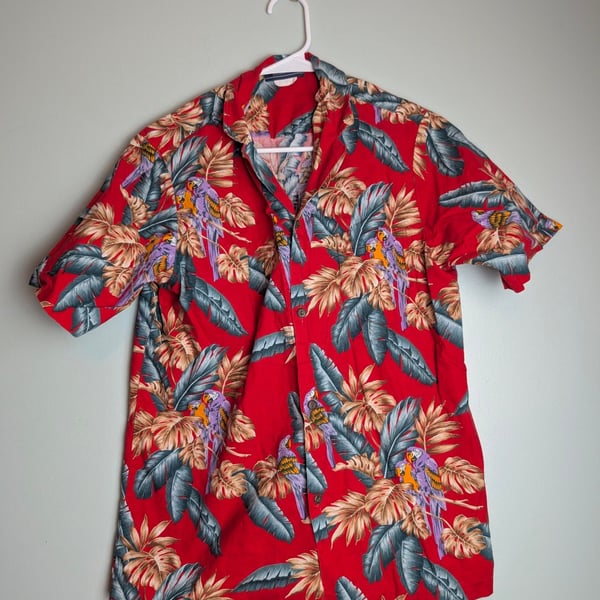 ​Tropical Retrostyle Mark Raysten Red Parrot Hawaiian Shirt