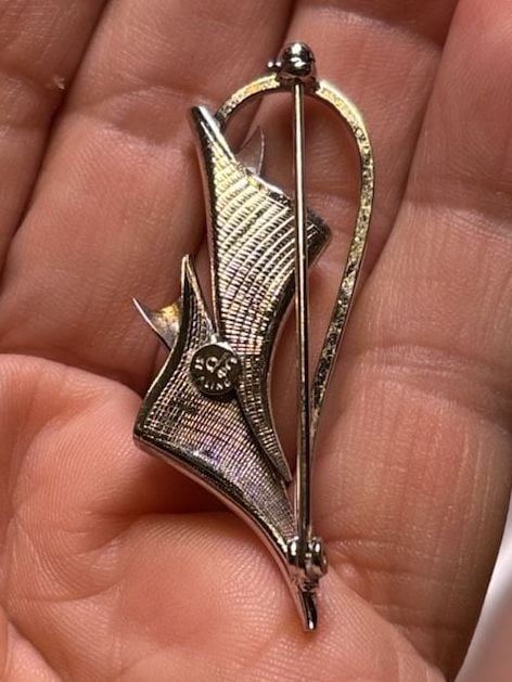 Vintage M.C. Earl Modernist Cattails and Leaves Sterling Silver Brooch 2