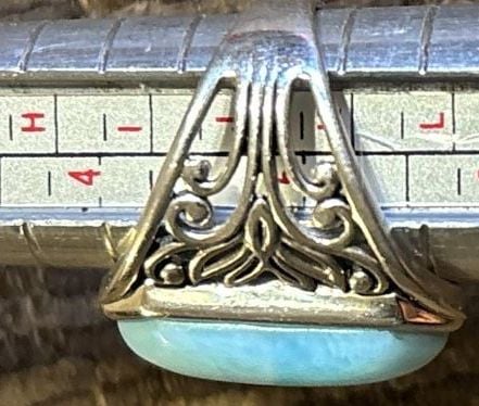 BBJ Sterling Silver Elongated Larimar Floral Filigree Ring 3