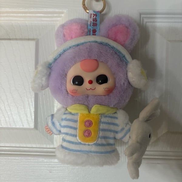 Baby Three Sweet Dreams Series Plush Keychain - Purple Bunny